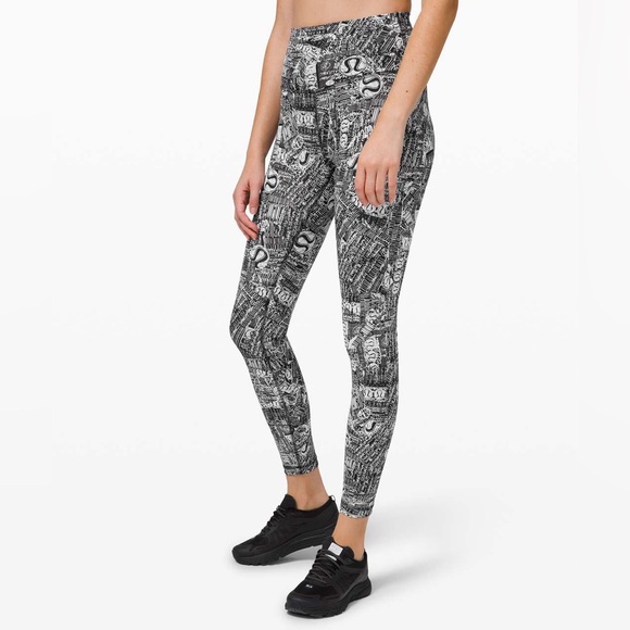 Lululemon Wunder Train High-Rise Tight 25" Tear It Up Alpine White Black Size 8 - Picture 1 of 13